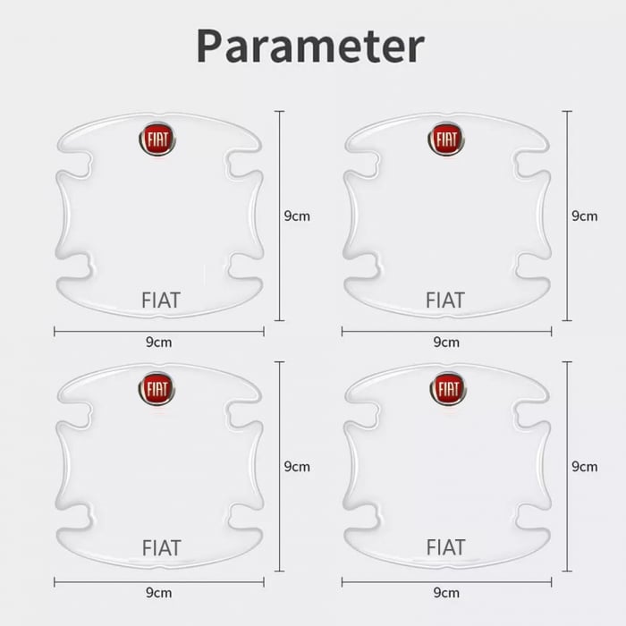 Set 8 Stikere - Autocolante Transparente pentru Protectie Zgarieturi Manere Usa - FIAT [4]
