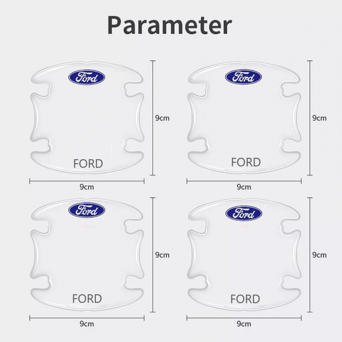 Set 8 Stikere - Autocolante Transparente pentru Protectie Zgarieturi Manere Usa - FORD [4]