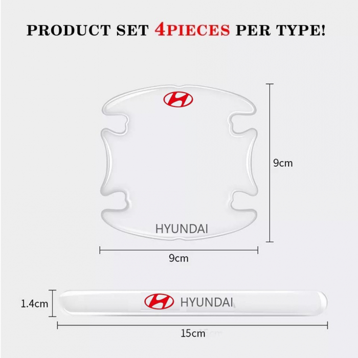 Set 8 Stikere - Autocolante Transparente pentru Protectie Zgarieturi Manere Usa - HYUNDAI [3]