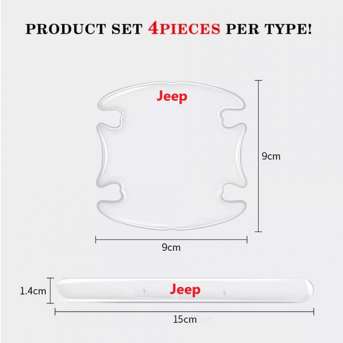 Set 8 Stikere - Autocolante Transparente pentru Protectie Zgarieturi Manere Usa - JEEP [3]
