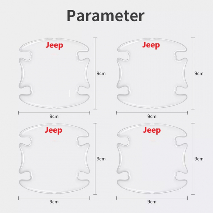 Set 8 Stikere - Autocolante Transparente pentru Protectie Zgarieturi Manere Usa - JEEP [4]