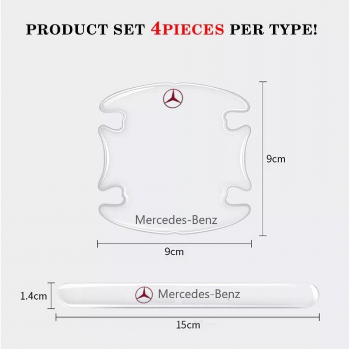 Set 8 Stikere - Autocolante Transparente pentru Protectie Zgarieturi Manere Usa - Mercedes [3]