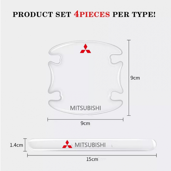 Set 8 Stikere - Autocolante Transparente pentru Protectie Zgarieturi Manere Usa - MITSUBISHI [3]