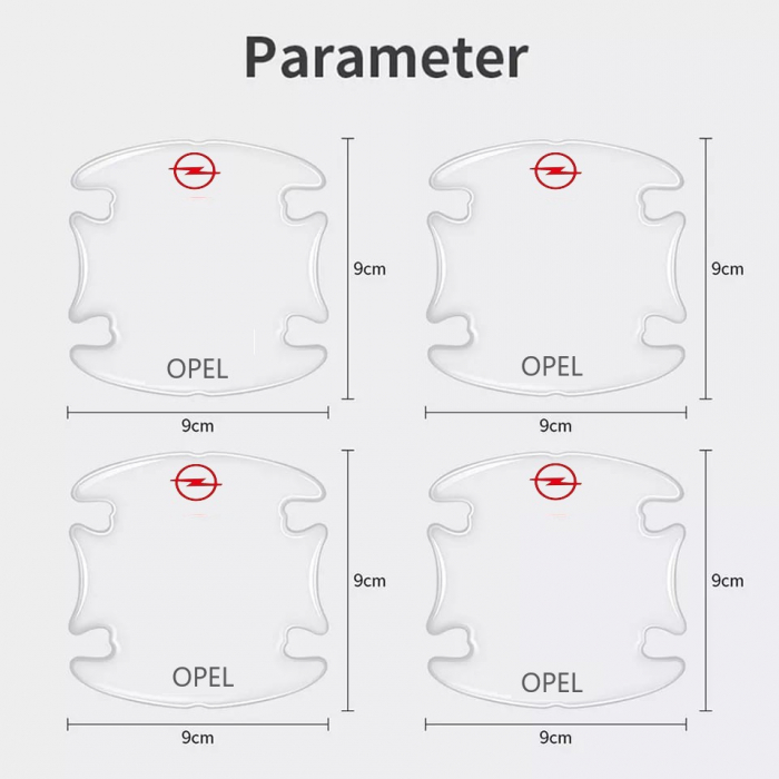 Set 8 Stikere - Autocolante Transparente pentru Protectie Zgarieturi Manere Usa - OPEL [4]