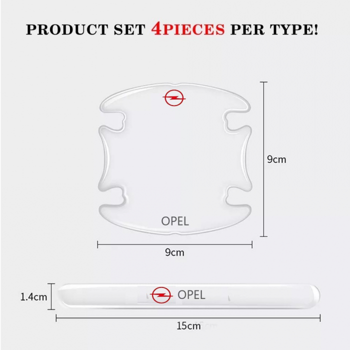 Set 8 Stikere - Autocolante Transparente pentru Protectie Zgarieturi Manere Usa - OPEL [3]