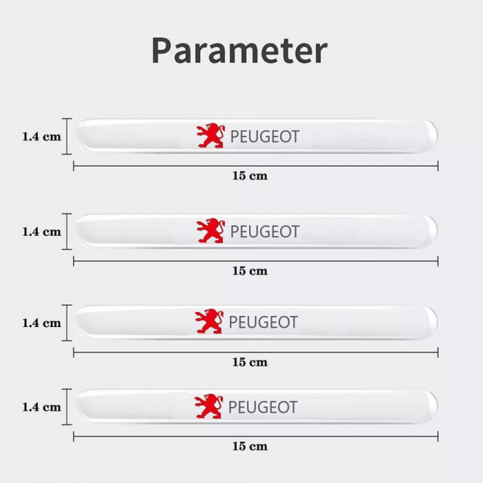 Set 8 Stikere - Autocolante Transparente pentru Protectie Zgarieturi Manere Usa - PEUGEOT [5]