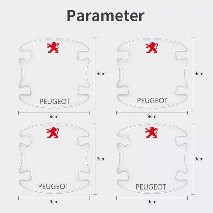 Set 8 Stikere - Autocolante Transparente pentru Protectie Zgarieturi Manere Usa - PEUGEOT [4]