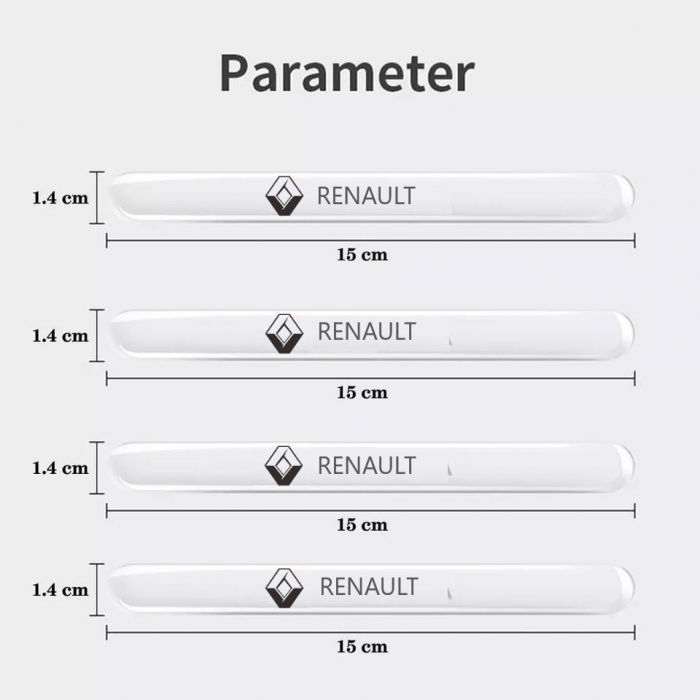 Set 8 Stikere - Autocolante Transparente pentru Protectie Zgarieturi Manere Usa - RENAULT [5]
