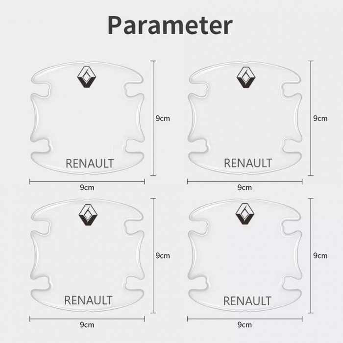 Set 8 Stikere - Autocolante Transparente pentru Protectie Zgarieturi Manere Usa - RENAULT [4]