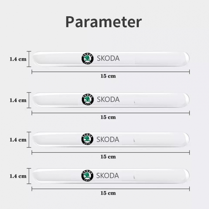 Set 8 Stikere - Autocolante Transparente pentru Protectie Zgarieturi Manere Usa - SKODA [5]
