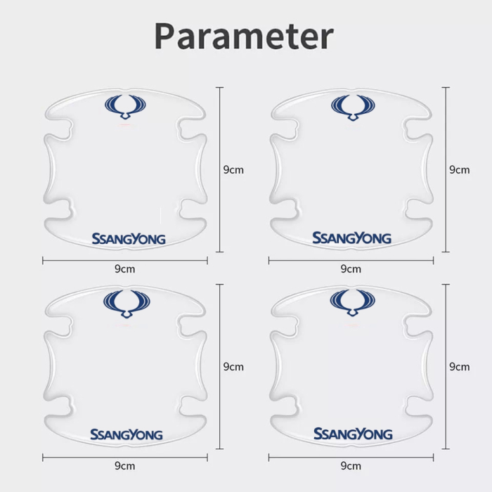 Set 8 Stikere - Autocolante Transparente pentru Protectie Zgarieturi Manere Usa - SsangYong [4]