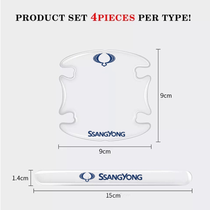 Set 8 Stikere - Autocolante Transparente pentru Protectie Zgarieturi Manere Usa - SsangYong [3]