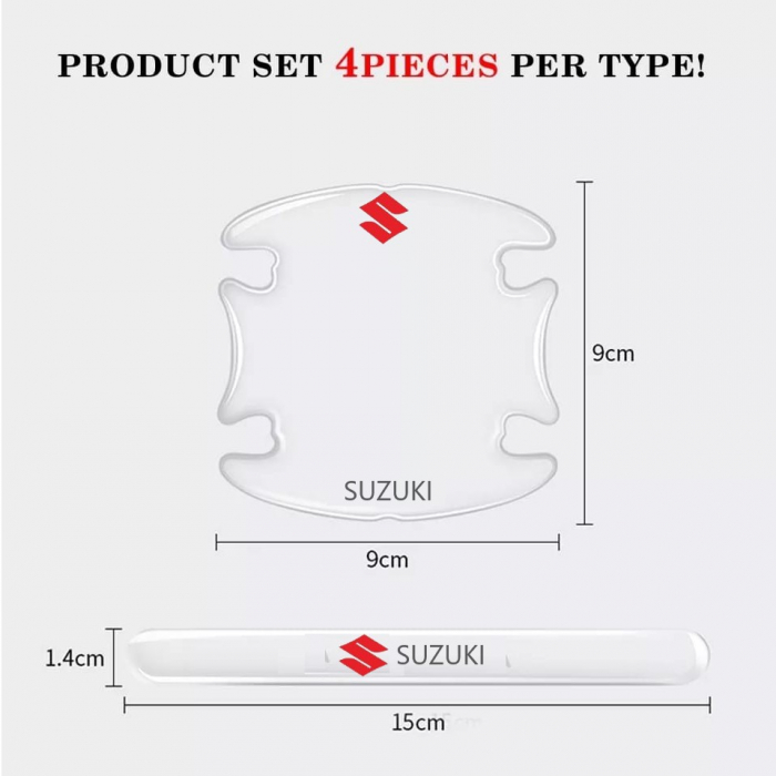 Set 8 Stikere - Autocolante Transparente pentru Protectie Zgarieturi Manere Usa - SUZUKI [3]