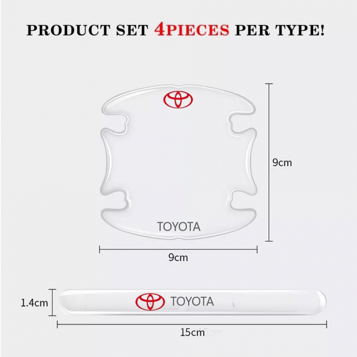 Set 8 Stikere - Autocolante Transparente pentru Protectie Zgarieturi Manere Usa - TOYOTA [3]
