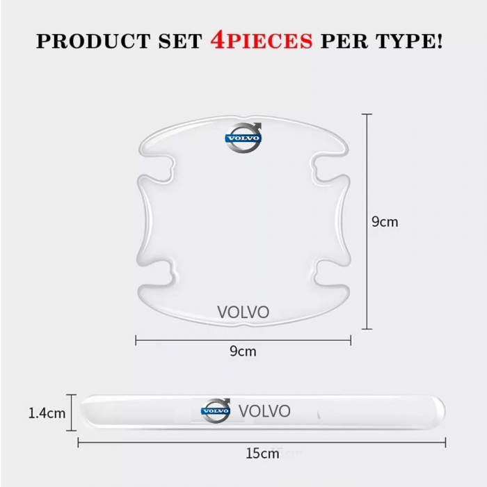 Set 8 Stikere - Autocolante Transparente pentru Protectie Zgarieturi Manere Usa - VOLVO [3]