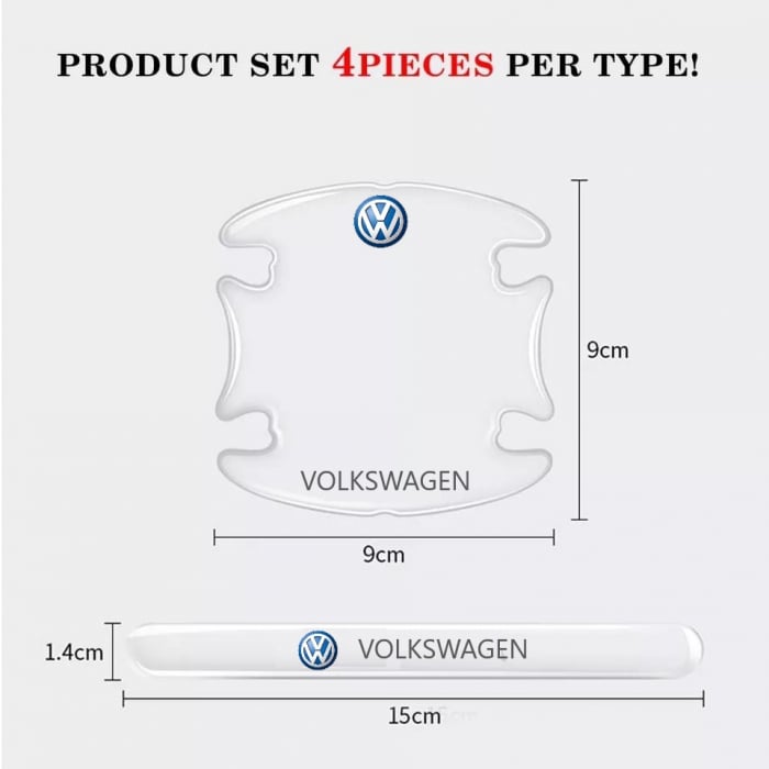 Set 8 Stikere - Autocolante Transparente pentru Protectie Zgarieturi Manere Usa - VW [3]