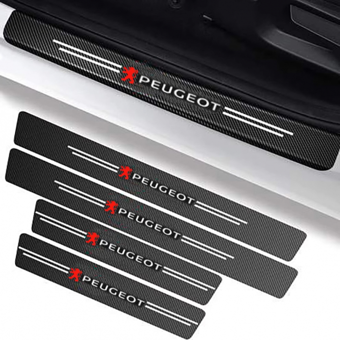 Set protectii prag autocolante Carbon - PEUGEOT [1]