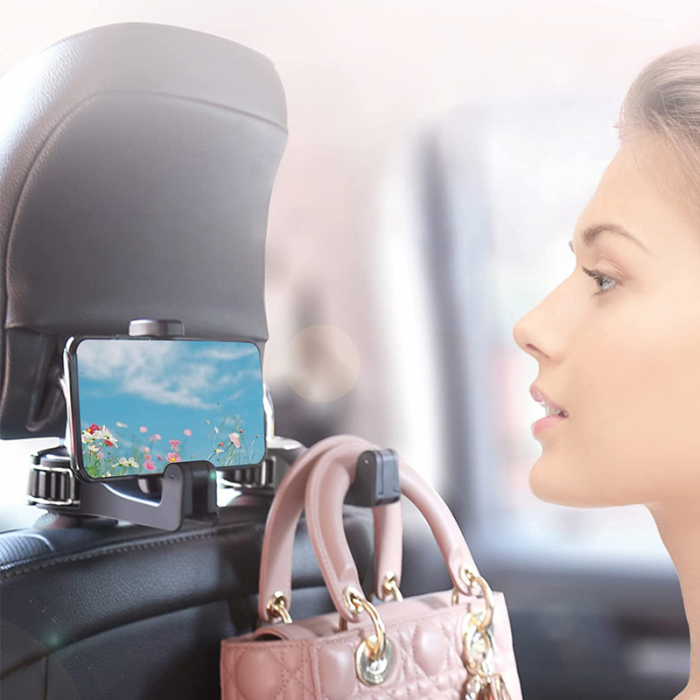 Suport auto multifunctional pentru telefon cu prindere pe tetiera [3]
