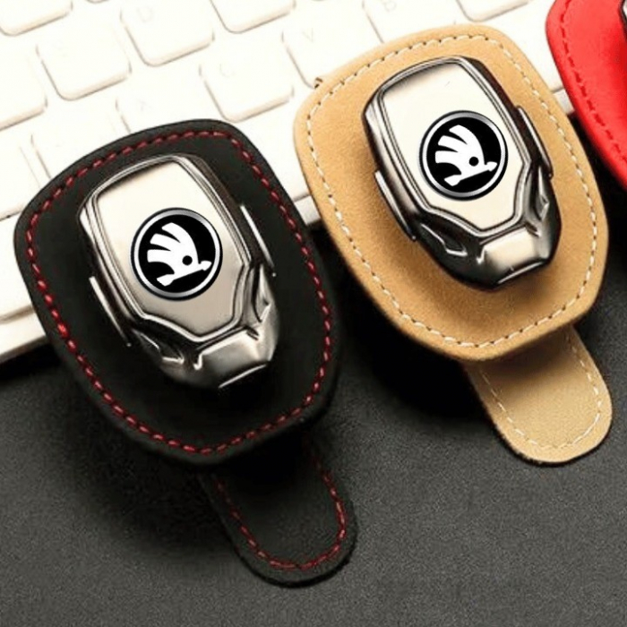 Suport auto ochelari SKODA - piele neagra ALCANTARA [2]