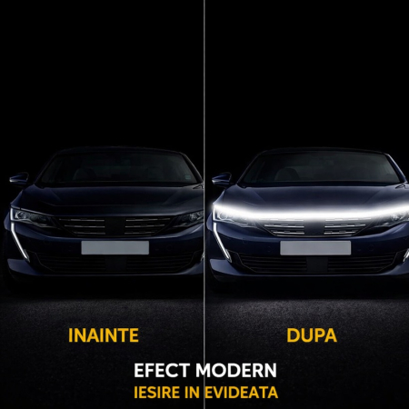 Banda auto LED iluminat capota cu iluminare DINAMICA lumina alb-rece universala 12V [2]