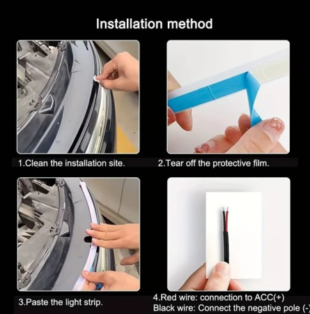 Banda auto LED iluminat capota cu iluminare DINAMICA lumina alb-rece universala 12V [7]