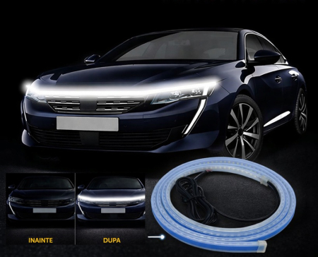 Banda auto LED iluminat capota cu iluminare DINAMICA lumina alb-rece universala 12V [1]