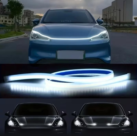 Banda auto LED iluminat capota cu iluminare DINAMICA lumina alb-rece universala 12V [4]