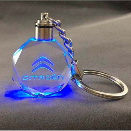Breloc auto din cristal cu LED - Logo CITROEN [1]