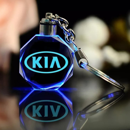 Breloc auto din cristal cu LED - Logo KIA [2]
