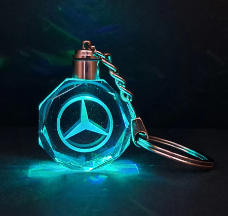 Breloc auto din cristal cu LED - Logo MERCEDES [1]