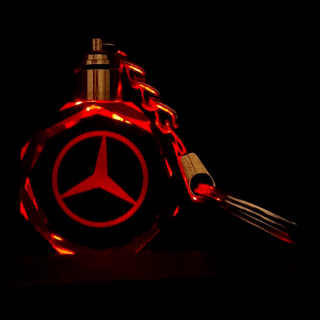 Breloc auto din cristal cu LED - Logo MERCEDES [2]