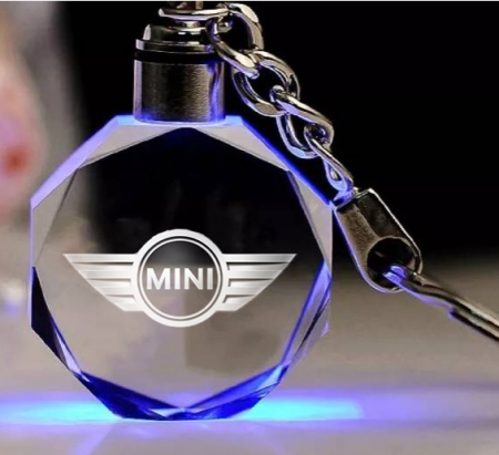 Brelocuri - Breloc auto din cristal cu LED - Logo MINI COOPER