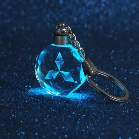 Breloc auto din cristal cu LED - Logo MITSUBISHI [1]