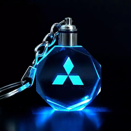 Breloc auto din cristal cu LED - Logo MITSUBISHI [2]