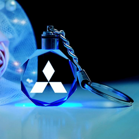 Brelocuri - Breloc auto din cristal cu LED - Logo MITSUBISHI