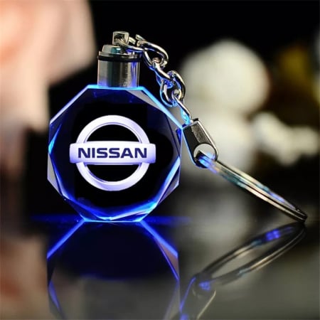 Brelocuri - Breloc auto din cristal cu LED - Logo NISSAN