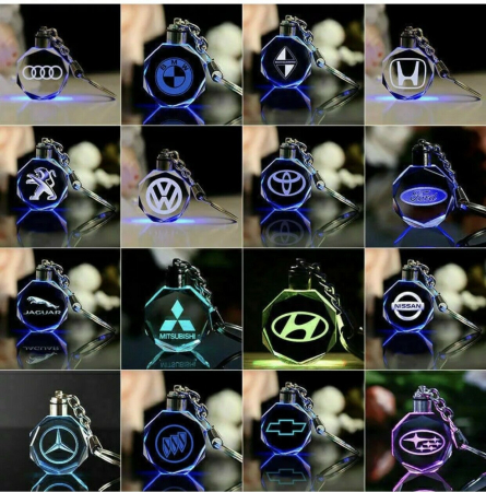 Breloc auto din cristal cu LED - Logo RENAULT [2]
