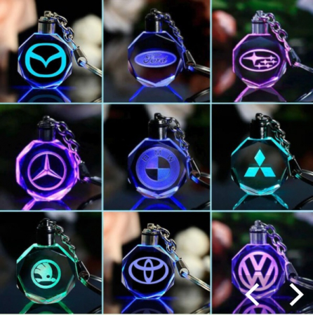 Breloc auto din cristal cu LED - Logo RENAULT [3]