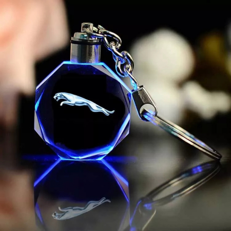 Brelocuri - Breloc auto din cristal cu LED - Logo JAGUAR