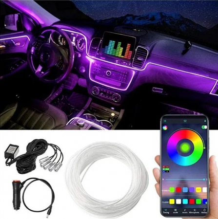 Kit 5 Benzi LED Lumini Ambientale auto RGB - control din aplicatie prin smartphone [1]
