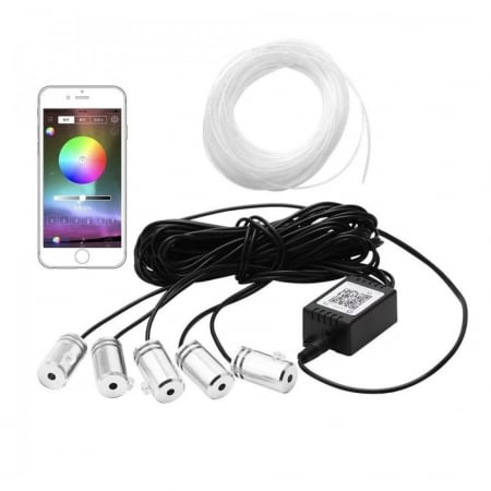 Kit 5 Benzi LED Lumini Ambientale auto RGB - control din aplicatie prin smartphone [8]
