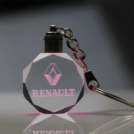 Brelocuri - Breloc auto din cristal cu LED - Logo RENAULT