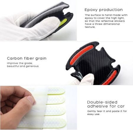 Set 8 Stikere - Autocolante din silicon carbon reflectorizant pentru Protectie Zgarieturi Manere Usa [9]
