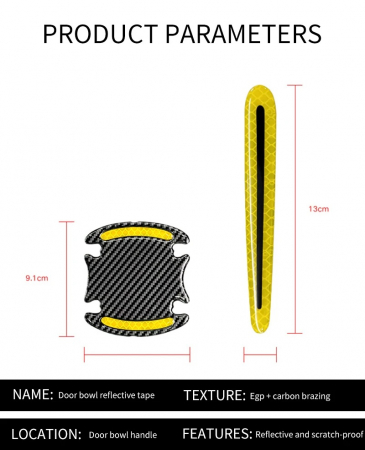Set 8 Stikere - Autocolante din silicon carbon reflectorizant pentru Protectie Zgarieturi Manere Usa [4]
