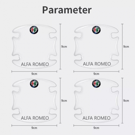 Set 8 Stikere - Autocolante Transparente pentru Protectie Zgarieturi Manere Usa - Alfa Romeo [3]