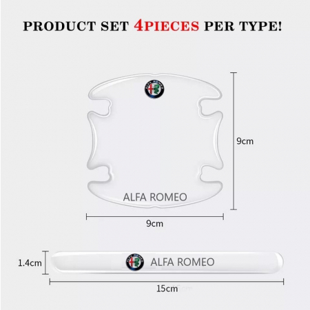 Set 8 Stikere - Autocolante Transparente pentru Protectie Zgarieturi Manere Usa - Alfa Romeo [2]