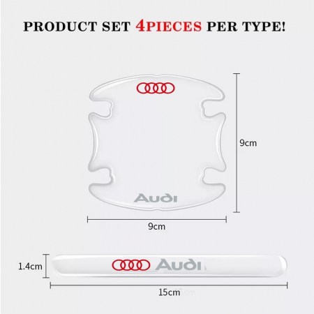 Set 8 Stikere - Autocolante Transparente pentru Protectie Zgarieturi Manere Usa - AUDI [2]