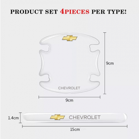Set 8 Stikere - Autocolante Transparente pentru Protectie Zgarieturi Manere Usa - CHEVROLET [2]