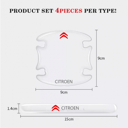 Set 8 Stikere - Autocolante Transparente pentru Protectie Zgarieturi Manere Usa - CITROEN [2]