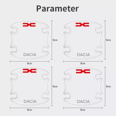Set 8 Stikere - Autocolante Transparente pentru Protectie Zgarieturi Manere Usa - DACIA [3]